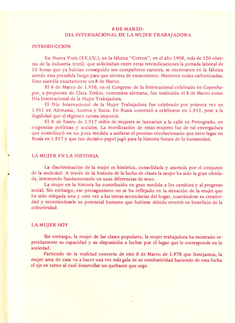LOS COMUNISTAS ANTE LA CUESTIÓN DE LA MUJER. 8 DE MARZO DIA INTERNACIONAL DE LA MUJER TRABAJADORA. EN MEMORIA DE LAS MUJERES TRABAJADORAS ASESINADAS EN NUEVA YORK EN 1908 EN LA FABRICA COTTON. EN MEMORIA DE TODAS LAS MUJERES TRABAJADORAS.