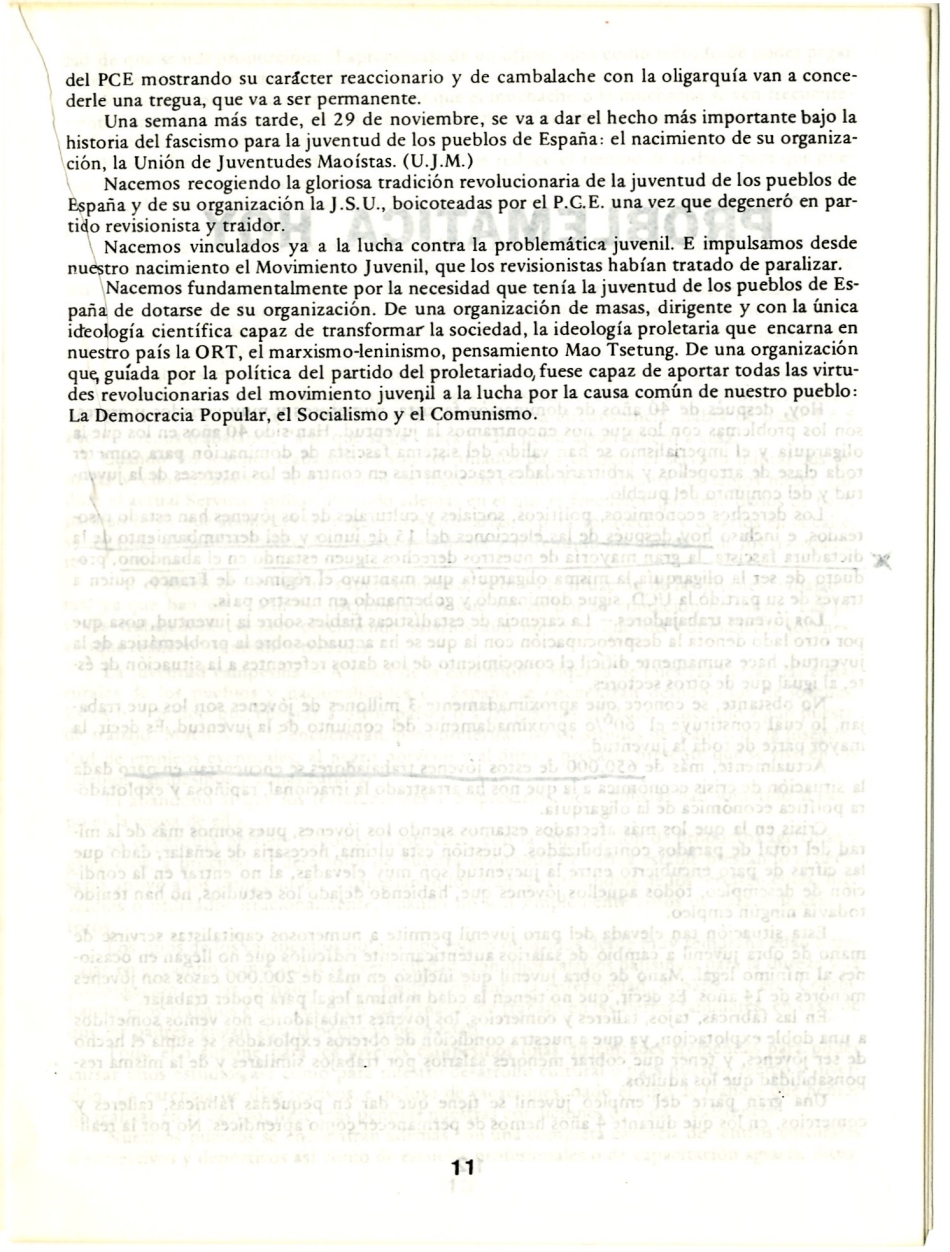  UNION JUVENTUDES MAOISTAS, Proyecto de programa de la UJM, Organización Revolucionaria de los Trabajadores, SU, ORT, UJM, PRT, Libertad Sindical 