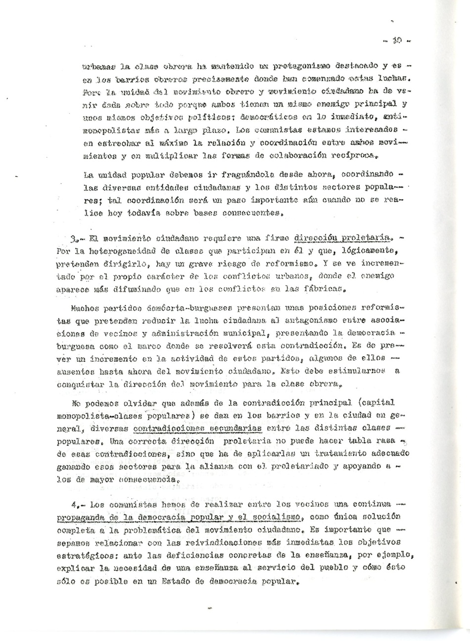 Los comunistas en la lucha ciudadana. Secretaria del Movimiento Ciudadano de la Organización Revolucionaria de Los Trabajadores (O.R.T.). Lucha Ciudadana y alternativa Democrática y Unitaria. La lucha por un ayuntamiento democrático. La ciudad como lugar de explotación del Gran Capital. Por la República