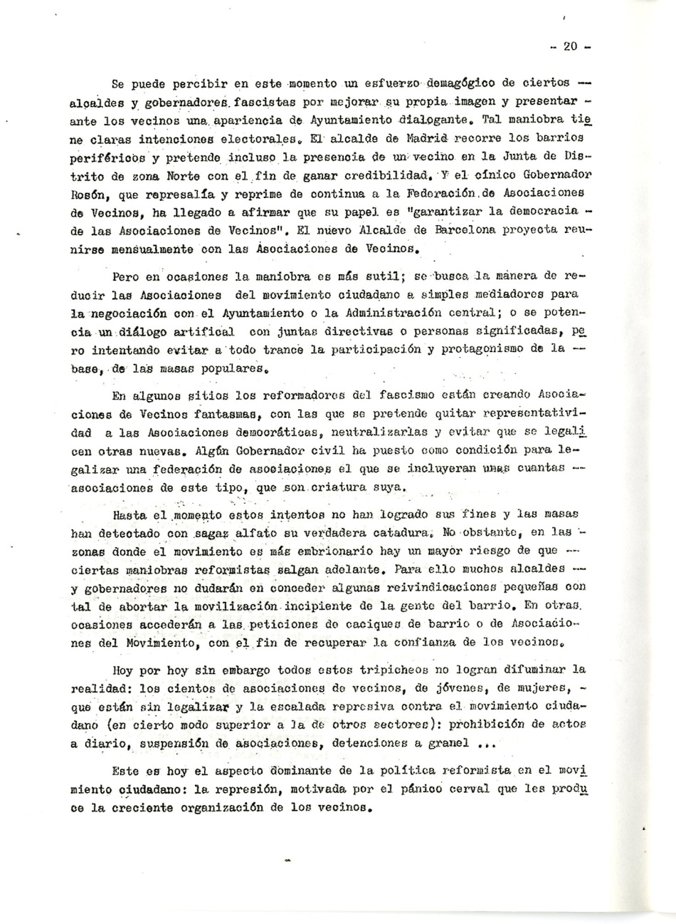Los comunistas en la lucha ciudadana. Secretaria del Movimiento Ciudadano de la Organización Revolucionaria de Los Trabajadores (O.R.T.). Lucha Ciudadana y alternativa Democrática y Unitaria. La lucha por un ayuntamiento democrático. La ciudad como lugar de explotación del Gran Capital. Por la República