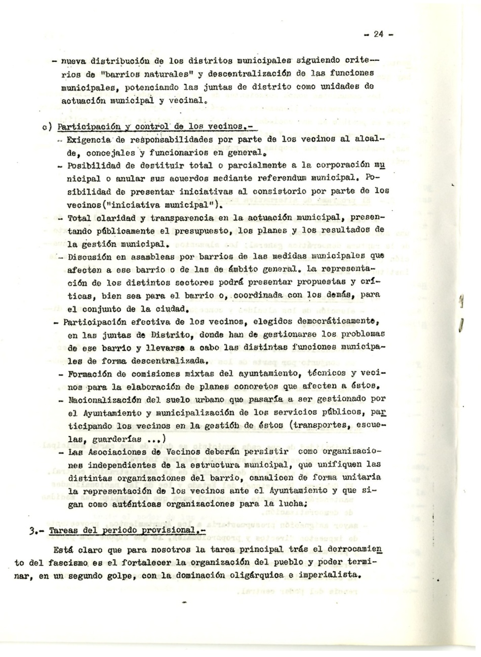 Los comunistas en la lucha ciudadana. Secretaria del Movimiento Ciudadano de la Organización Revolucionaria de Los Trabajadores (O.R.T.). Lucha Ciudadana y alternativa Democrática y Unitaria. La lucha por un ayuntamiento democrático. La ciudad como lugar de explotación del Gran Capital. Por la República