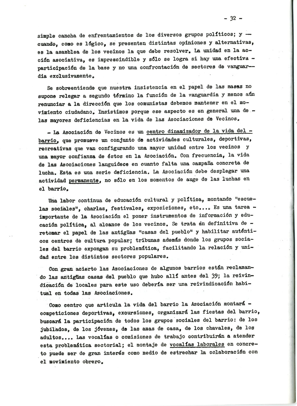 Los comunistas en la lucha ciudadana. Secretaria del Movimiento Ciudadano de la Organización Revolucionaria de Los Trabajadores (O.R.T.). Lucha Ciudadana y alternativa Democrática y Unitaria. La lucha por un ayuntamiento democrático. La ciudad como lugar de explotación del Gran Capital. Por la República