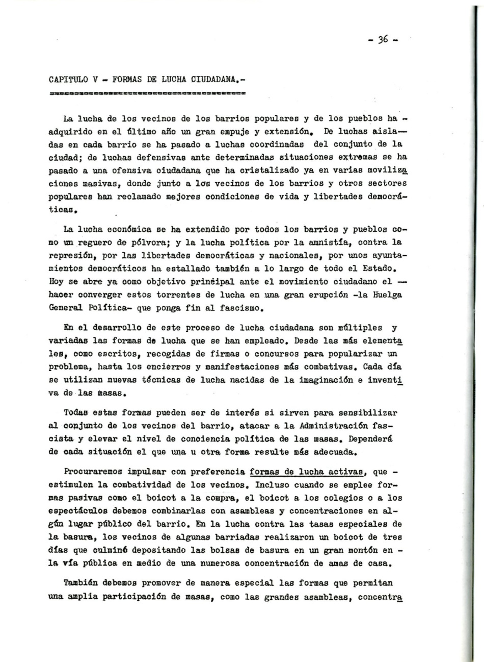 Los comunistas en la lucha ciudadana. Secretaria del Movimiento Ciudadano de la Organización Revolucionaria de Los Trabajadores (O.R.T.). Lucha Ciudadana y alternativa Democrática y Unitaria. La lucha por un ayuntamiento democrático. La ciudad como lugar de explotación del Gran Capital. Por la República