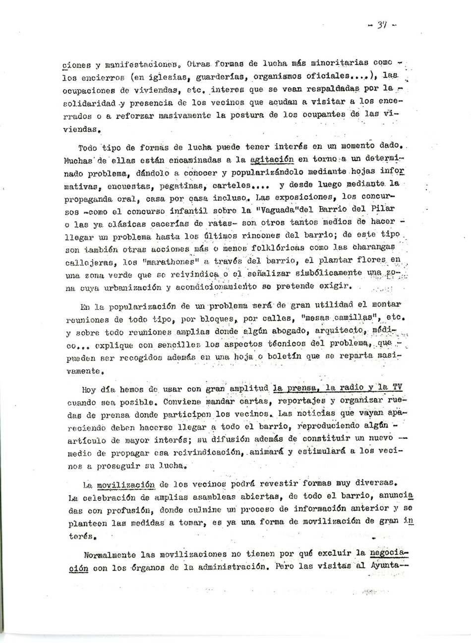 Los comunistas en la lucha ciudadana. Secretaria del Movimiento Ciudadano de la Organización Revolucionaria de Los Trabajadores (O.R.T.). Lucha Ciudadana y alternativa Democrática y Unitaria. La lucha por un ayuntamiento democrático. La ciudad como lugar de explotación del Gran Capital. Por la República